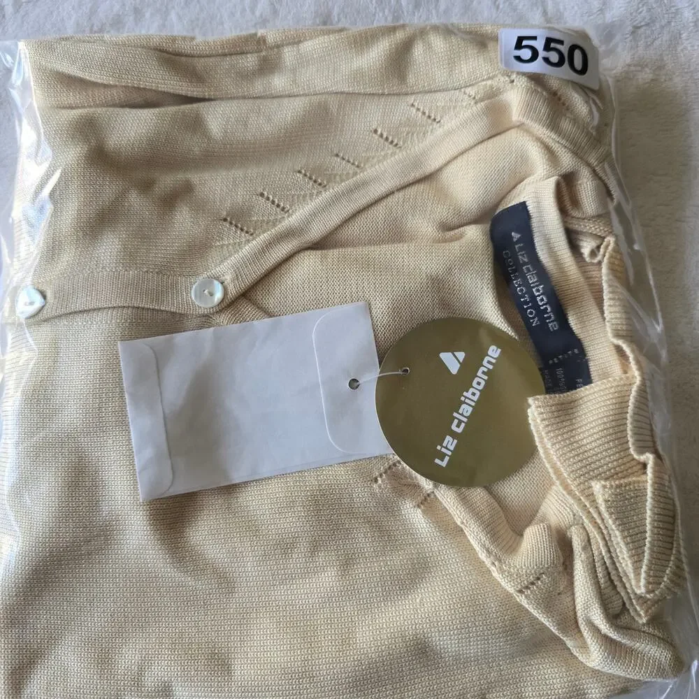 NWT Women's 100% Silk Cardigan S Butter Yellow Layering Minimalist Quiet luxury
